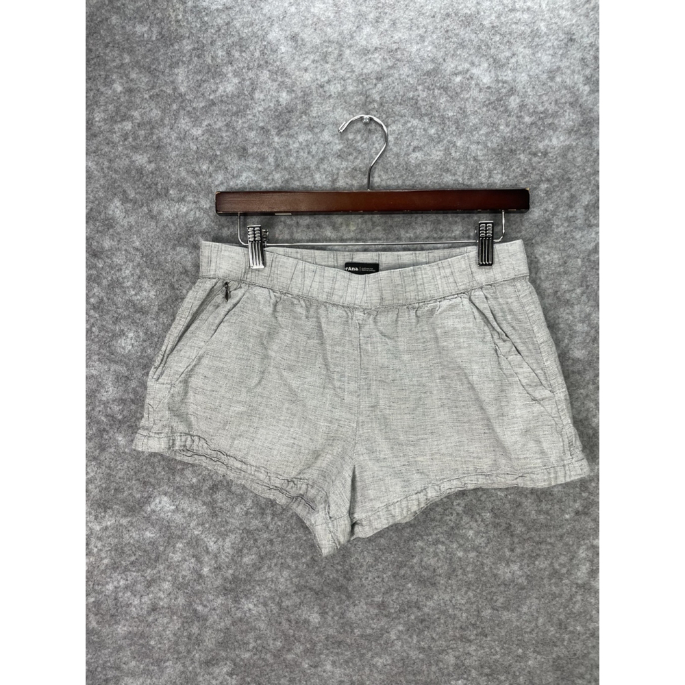 PrAna Shorts Womens Small Gray Chambray Pull On Elastic Waist 3 Inseam Linen